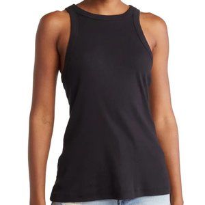 James Perse Classic Cotton Ribbed Knit Tank In Black